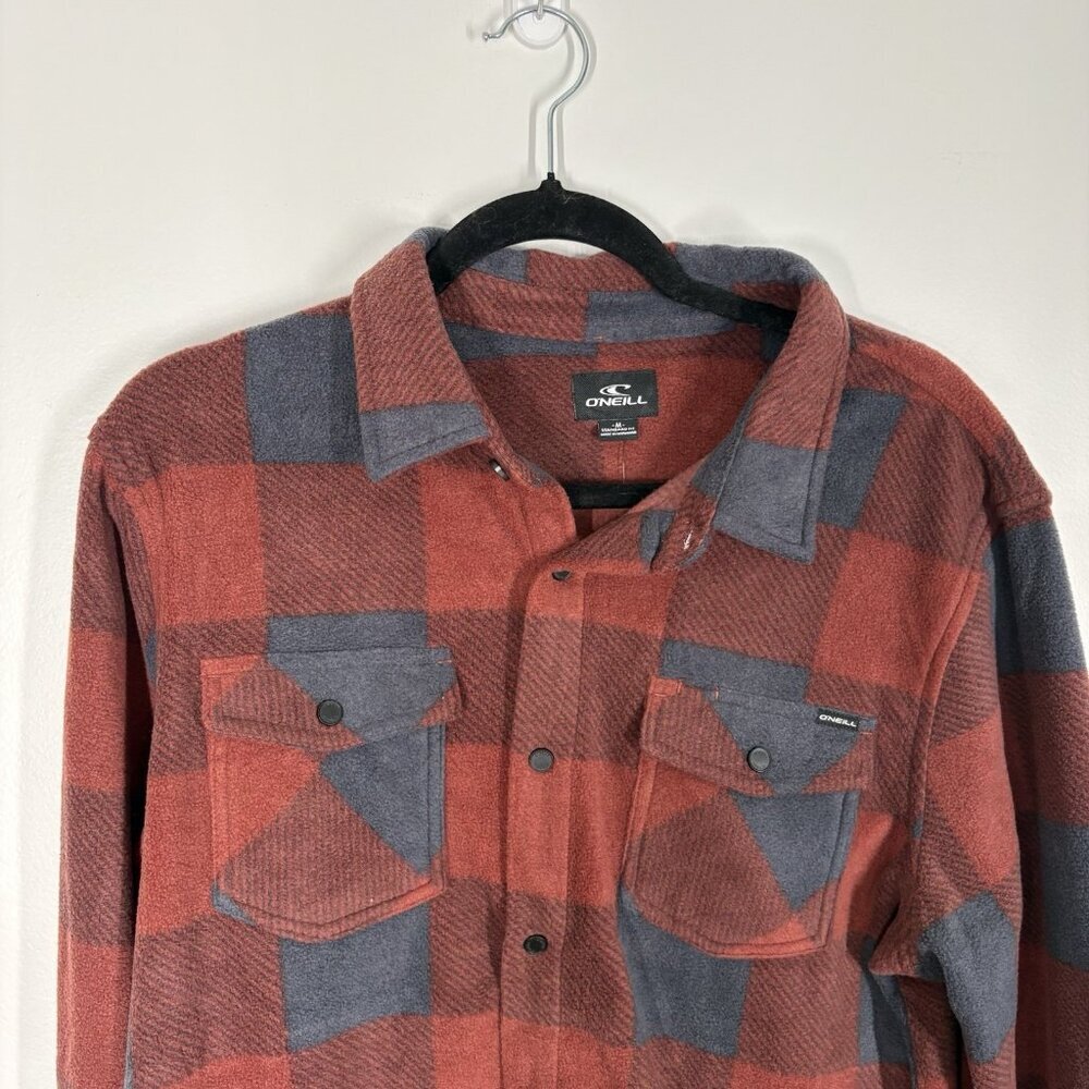 O’Neill Men M Arctic Check Superfleece Snap Button Cozy Shacket Shirt Jacket NWT - Picture 6 of 13